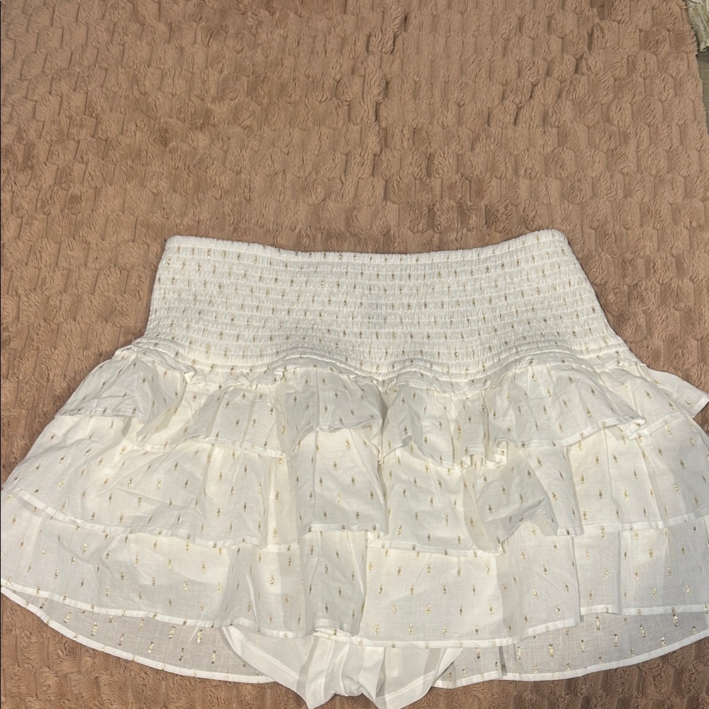 H&M White Ruffled Mini Skirt